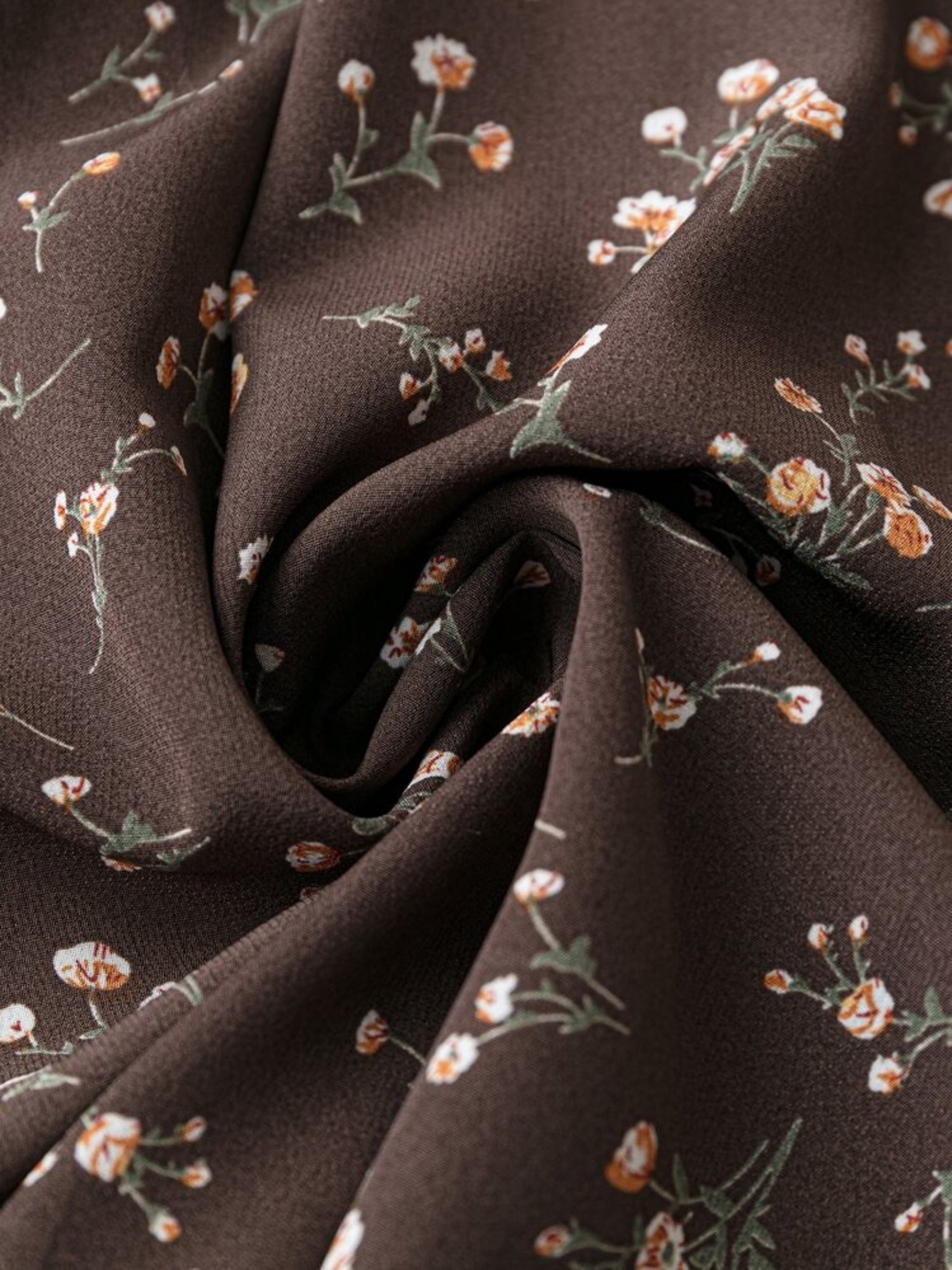 Chocolate Brown Floral Ditsy Maxi Skirt Cottagecore Earth Tone Flowy Skirt XXL - Picture 7 of 7